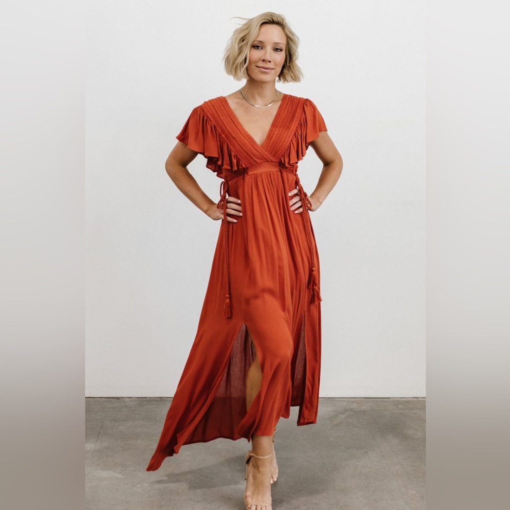 Deep V Maxi Dress in color “rust”
